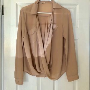 Tan blouse with open front